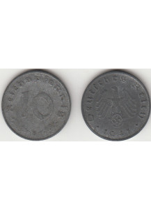 1941 10 Pfennig Svastica Zecca B BB+